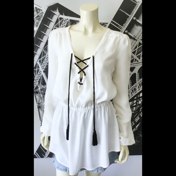 FREE PEOPLE Lace Front Blouse - Picture 4 of 5